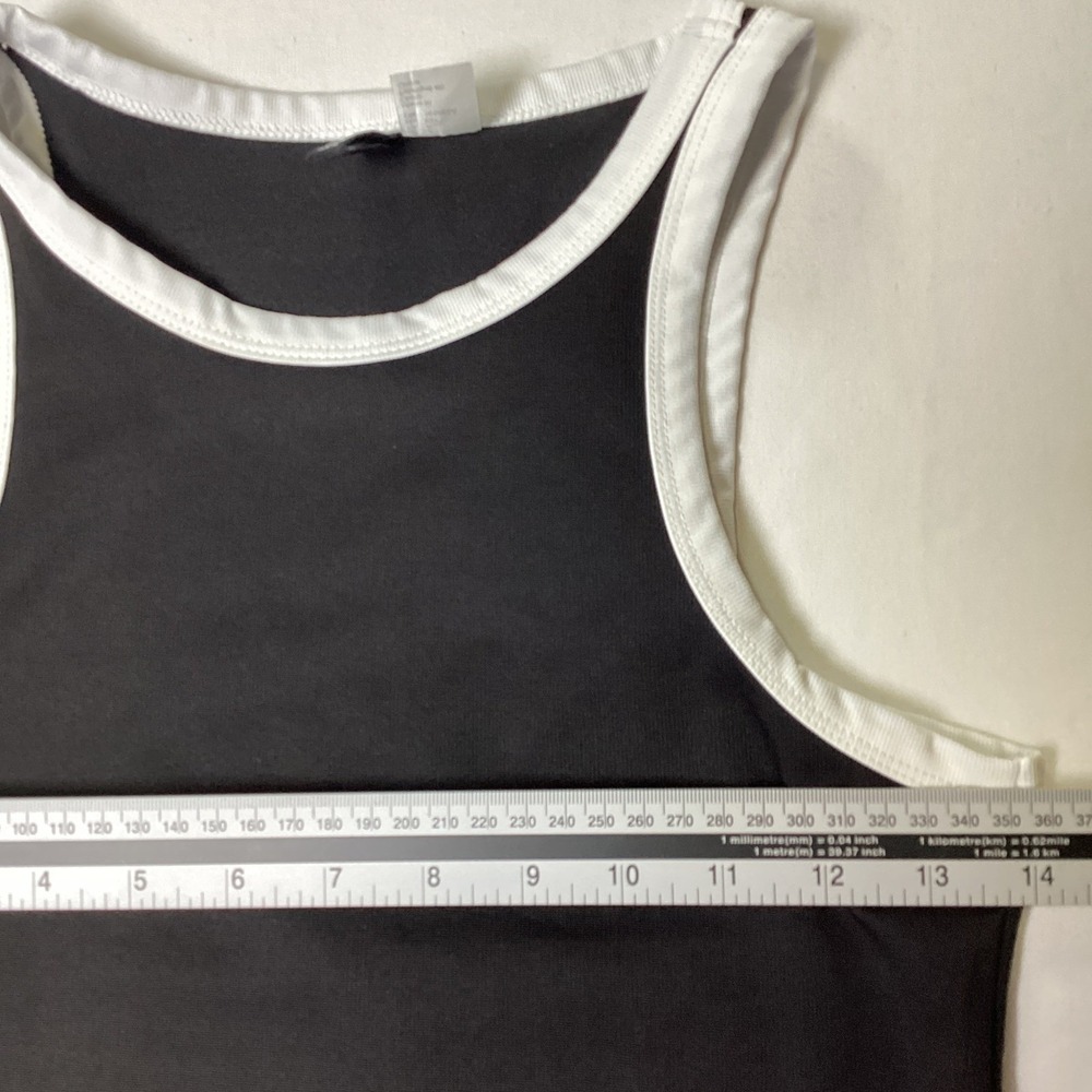 H&M Divided Racerback Women Tank Top Size Small Black White Contrast Trim - Picture 5 of 6